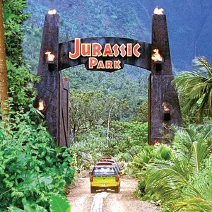 Jurassic Park Gate Cling On Background Petbackdrops Terrarium Background Static Cling image 1