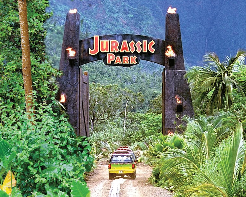 Jurassic Park Gate Cling On Background Petbackdrops Terrarium Background Static Cling image 1