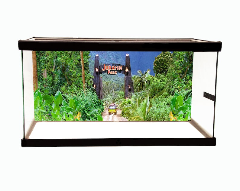 Jurassic Park Gate Cling On Background Petbackdrops Terrarium Background Static Cling image 2