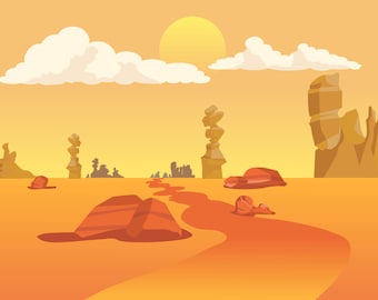 Desert  Cartoon Background - Petbackdrops - Terrarium Background - Reusable