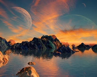 Sci-fi Planets Vinyl Aquarium Background – Reusable Terrarium Decor