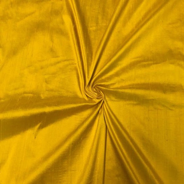 Natural Iridescent Yellow Orange Dupioni Silk