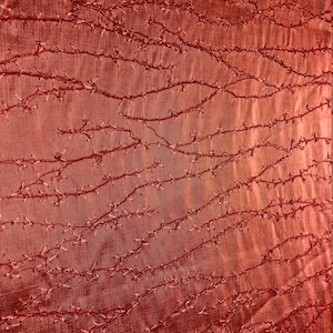 Twig Design Embroidered Pink/Orange Iiridescent Dupioni Silk