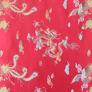 Chinese style dragon pattern satin brocade jacquard, Vintage clothing material for sewing cheongsam and kimono garment