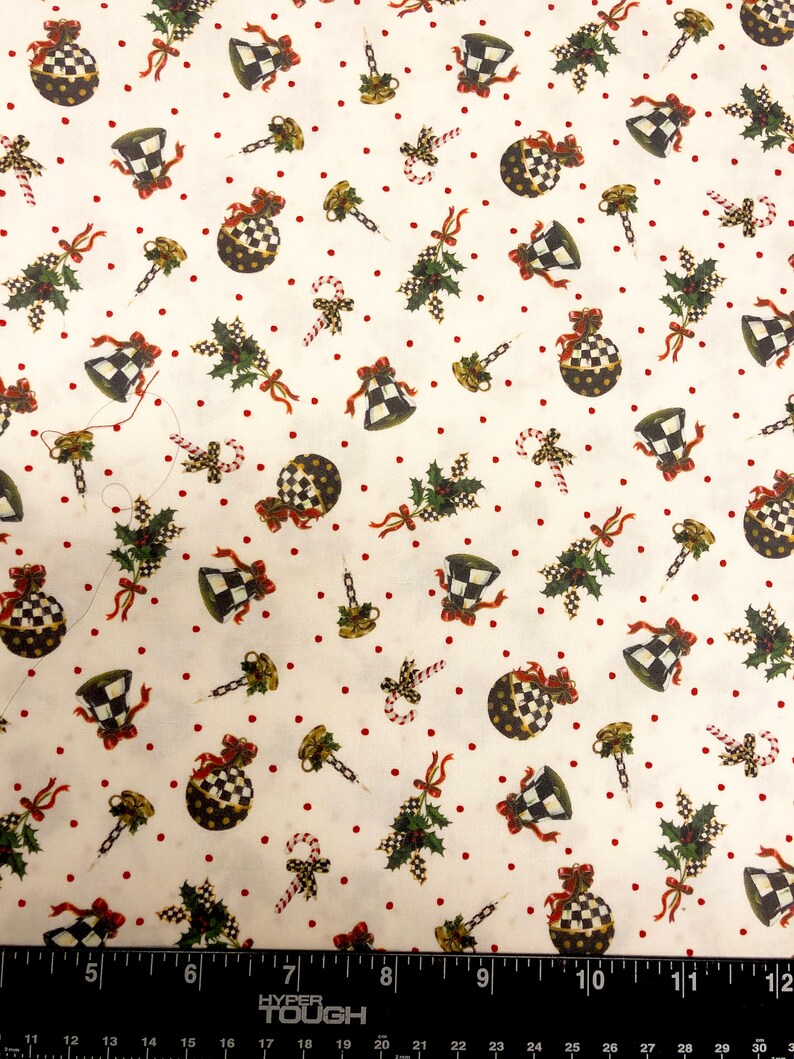 Mackenzie Childs Holiday Cotton Fabric RemnantSmall Scale Etsy