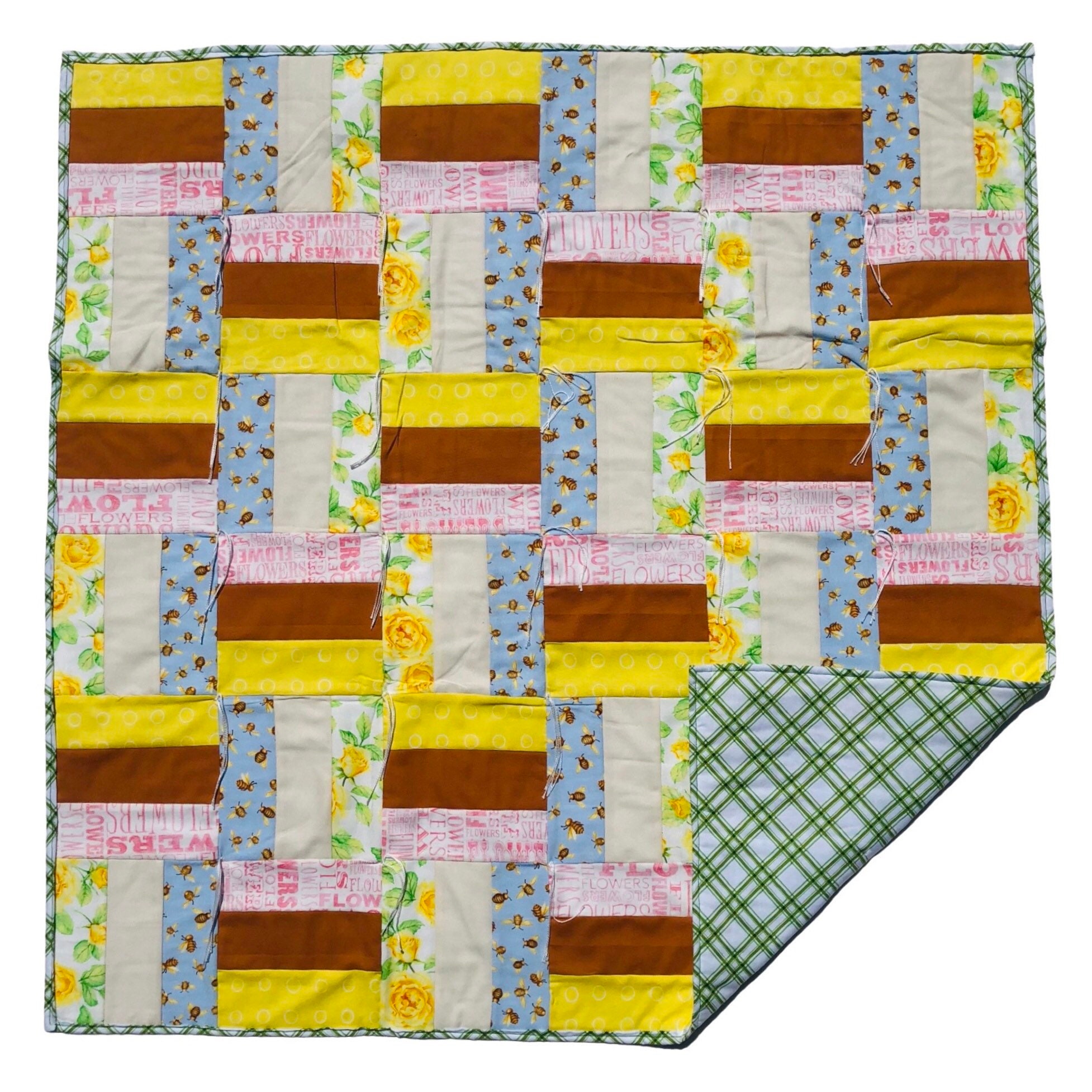 Unique Handmade Baby Gift Knotted Prayer quilt-Bees & Roses