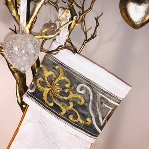 Oriental Floral Embroidered  Christmas Stocking