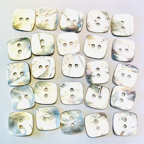 Natural Mother of Pearl Small  1/2” Square Buttons Qty-25