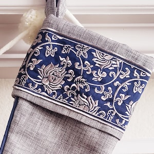 Oriental Midnight Elegance Embroidered  Christmas Stocking