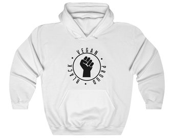 Black Vegan Proud - Unisex Heavy Blend Hooded Sweatshirt