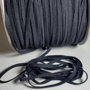 FAST SHIPPING — ~1/8 inch (3.5mm) black elastic, 10 yards