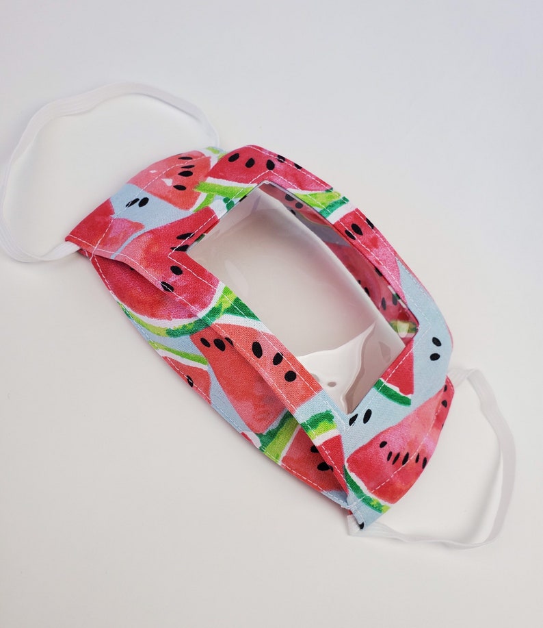 Clear Window Face Mask For the Deaf and Hearing Impaired Watermelon