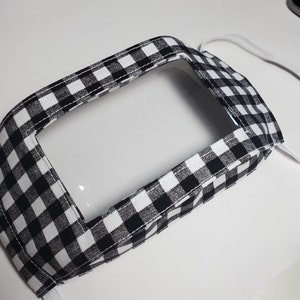 Clear Window Face Mask For the Deaf and Hearing Impaired B&W Gingham