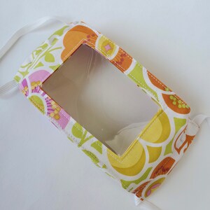 Clear Window Face Mask For the Deaf and Hearing Impaired Orange Floral