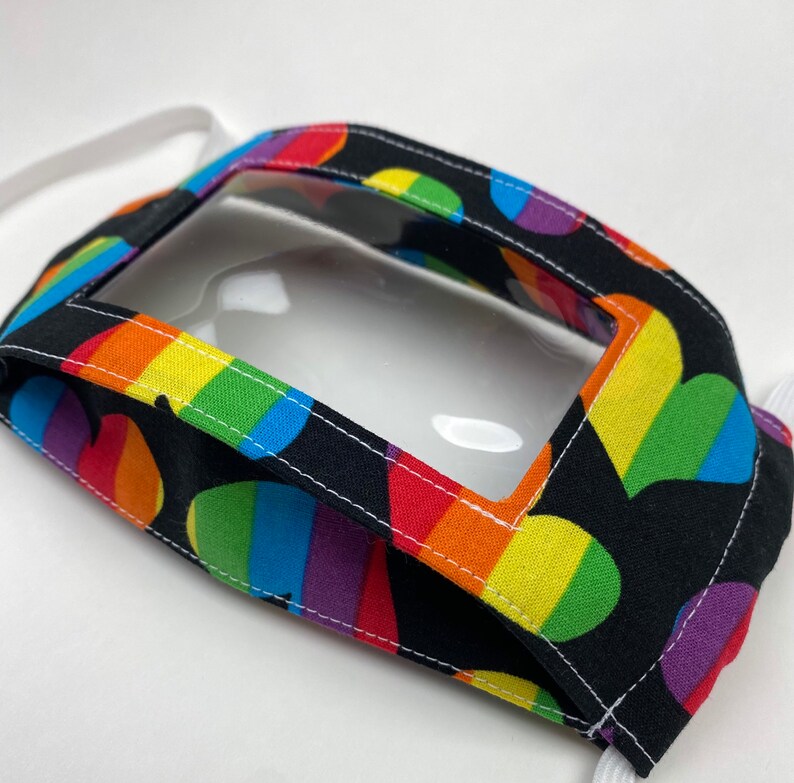 Clear Window Face Mask For the Deaf and Hearing Impaired Rainbow Hearts