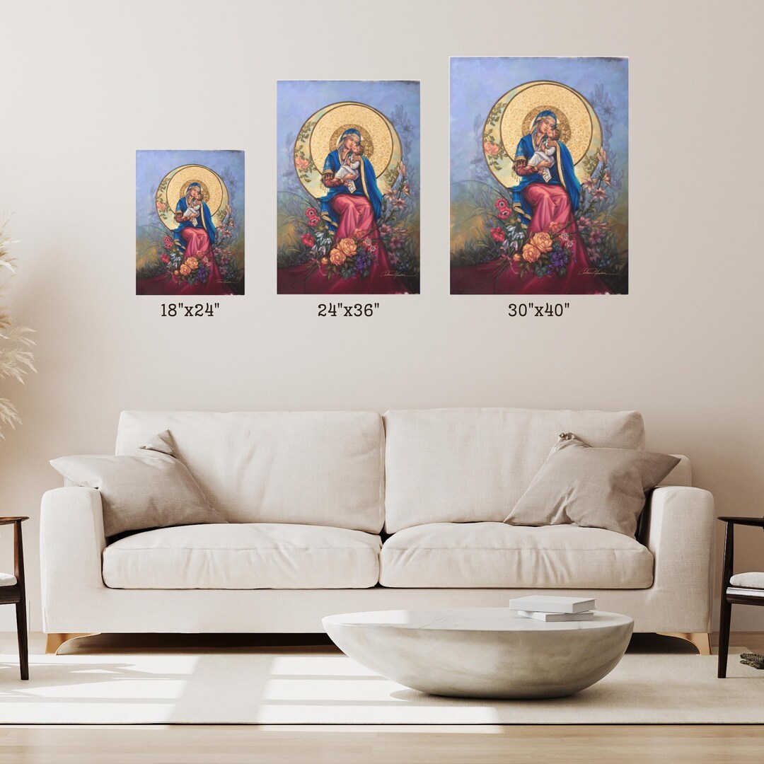 Our Lady of the Joyful Mysteries Rosary Canvas Print, Catholic Home ...
