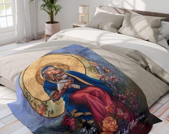 Our Lady of the Joyful Mysteries Fleece-Decke: Katholisches Wohndekor