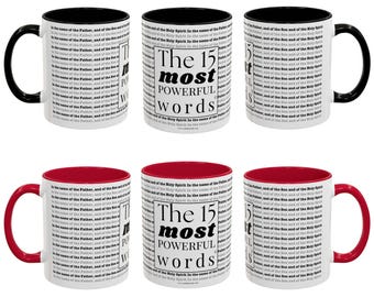 Mug catholique : Bénédiction trinitaire - Cadeau de prêtre - Céramique blanche (11 oz / 15 oz)