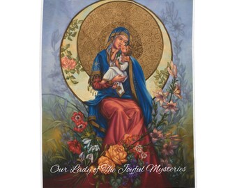 Our Lady of the Joyful Mysteries Rosary Soft Plush Blanket