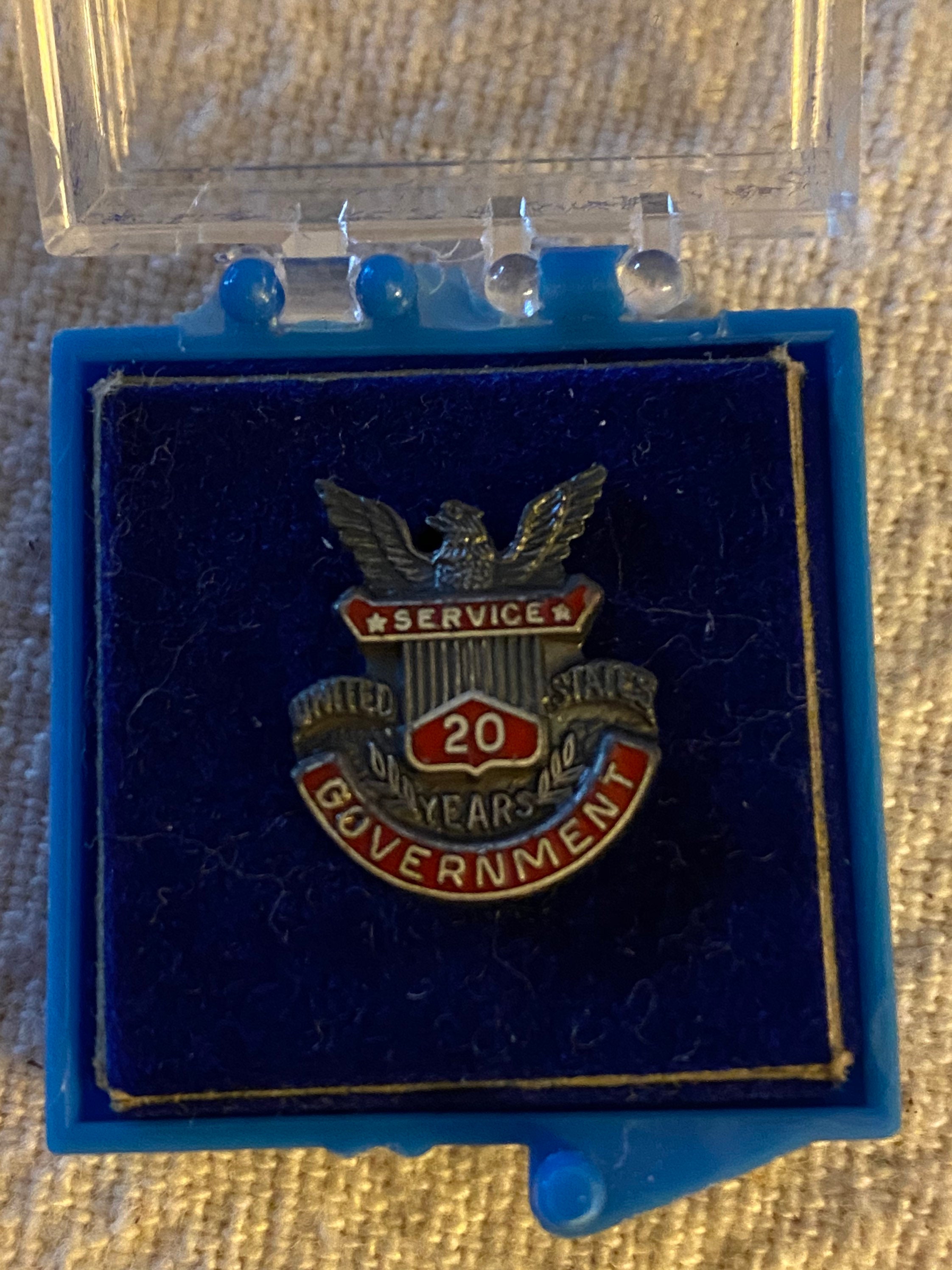 US Government 20 year service pin sterling silver hat badge Etsy