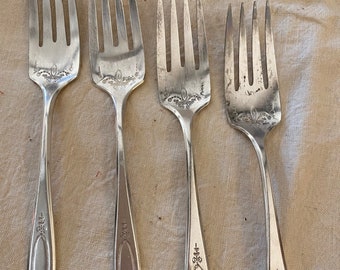 Set of 4 Adam by Oneida Community Silverplate salad forks
