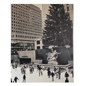 New York City Rockefeller Center Vintage Black and White NYC Christmas Photography on Canvas Modern Photo Home Decor Furnishing