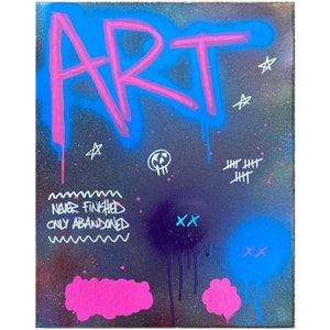 Pop Art Abstract Spray Paint Graffiti Painting Canvas Street Art Basquiat &#39;ish Modern Mixed Media Acrylic Spray Paint Artistic Home Decor