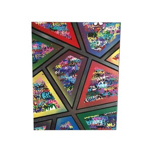 New York City Painting Graffiti Artwork Abstract Art Street Art Geometric Modern Pop Art Mixed Media Acrylic Spray Paint Artistic Home Decor