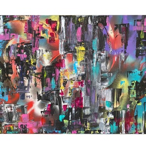 Abstract Art Painting Graffiti Art Street Art Artwork on Canvas New York City Art Film & Movie Modern Mixed Media Acrylic Spray Paint