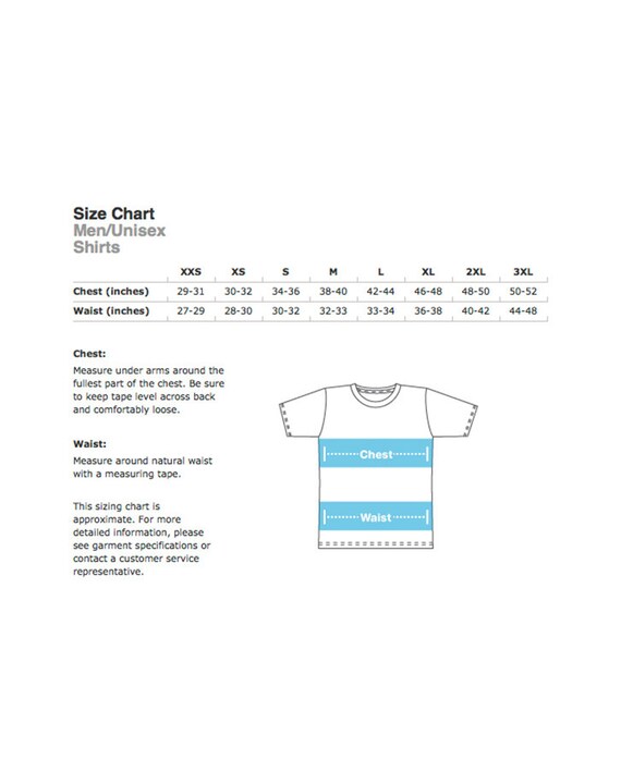 American Apparel Unisex Size Chart