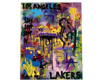 Los Angeles Lakers Art Kobe Bryant Painting LA Hollywood Pop Art NBA Basketball Abstract Art Graffiti Art Street Art on Canvas Artwork