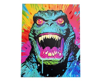 Godzilla Pop Art Abstract Horror Print Modern Art Comic Art Film Movie TV Artwork Universal Halloween Horror Monster Art