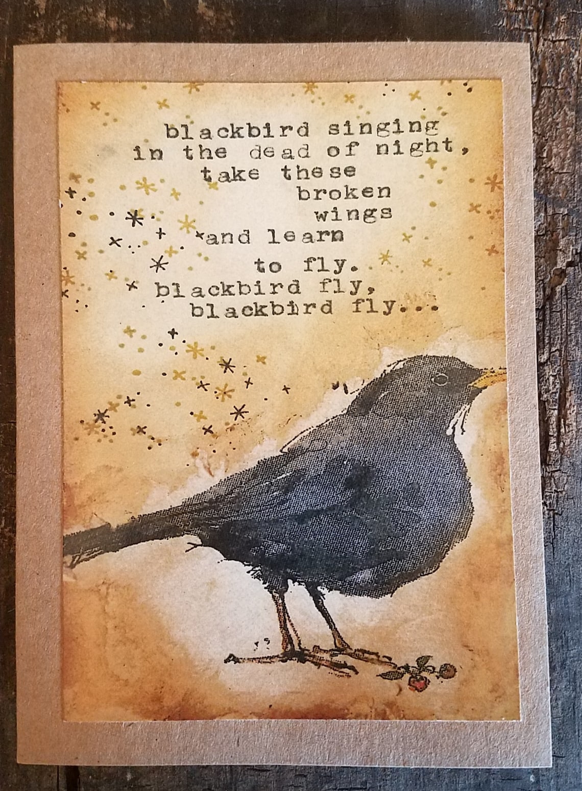 Blackbird Singing in the Dead of Night Art Card - Etsy