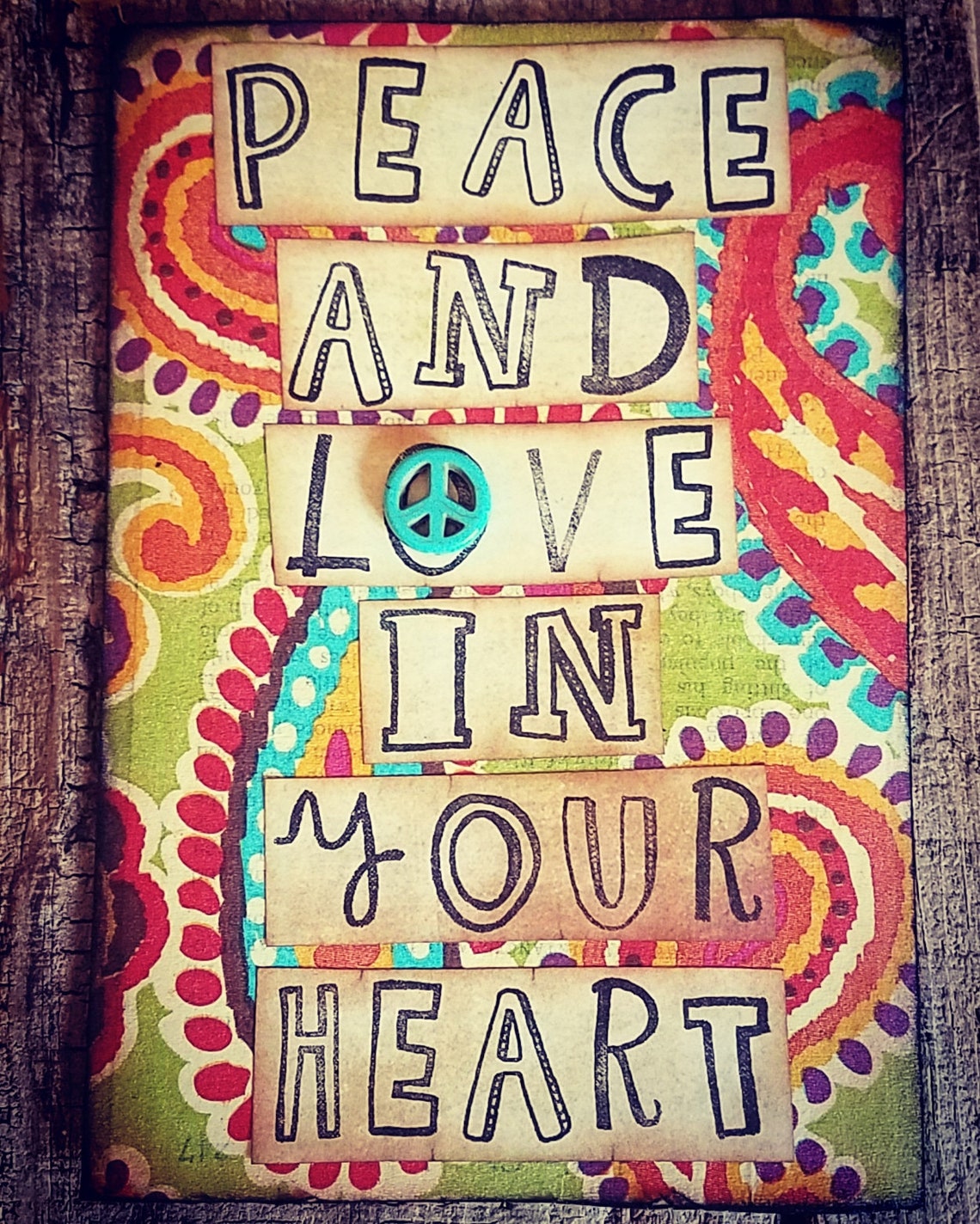 Peace and Love in Your Heart Art Card Etsy