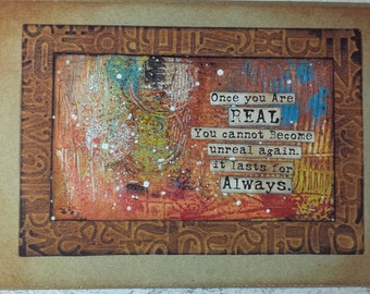 Once you are REAL Art Card - Quote from The Velveteen Rabbit