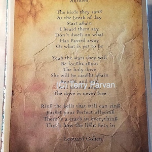 Leonard Cohen Anthem Art Journal Lined Moleskine