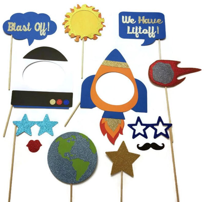 Space Themed Photo Booth Props 12pc Prop Set | Etsy