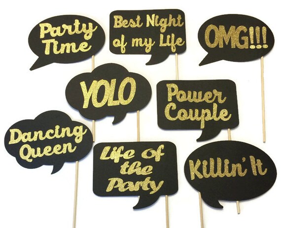 Photo Booth Props Fun and Funky Word Bubbles 8 Piece Photo | Etsy