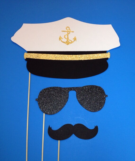 Photo Booth Props Navy Themed Photo Booth Props with Glitter Etsy