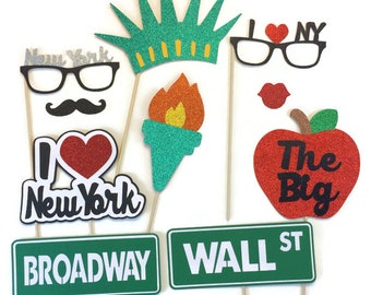 Photo Booth Props- New York Props With Glitter- Photo Booth