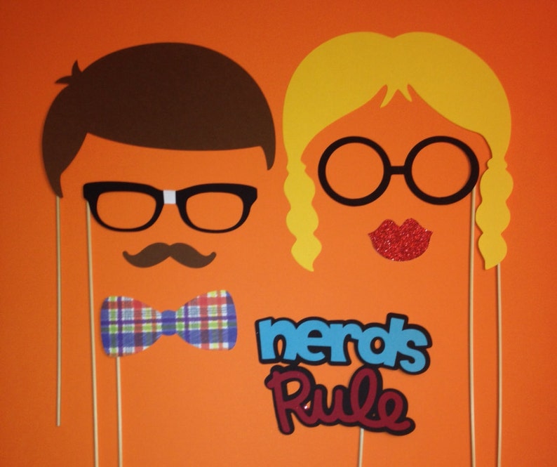 Photo Booth Props 8 Piece Nerds Rule Photo Booth Prop Set Etsy