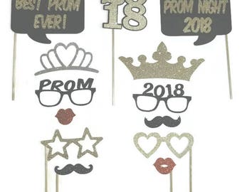 Prom Photo Booth Props-13pc Photo Booth Props With Glitter-