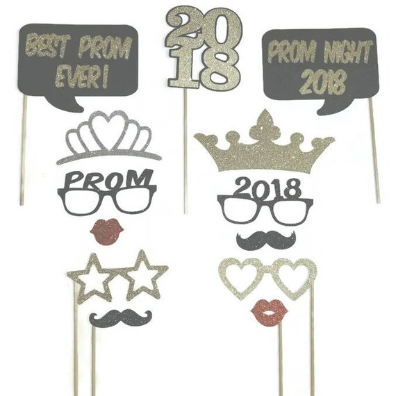 Prom Photo Booth Props-13pc Photo Booth Props With Glitter | Etsy