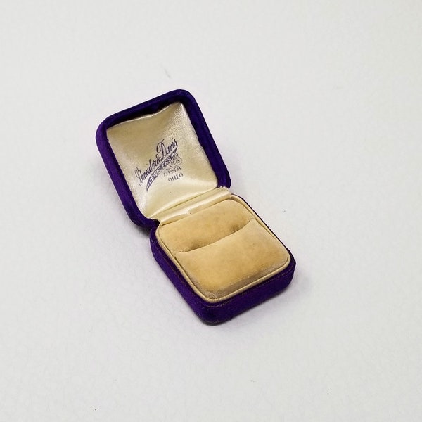 Antique Worn Purple Velveteen Ring Presentation Box Schneider Davis Jewelers Lima Ohio