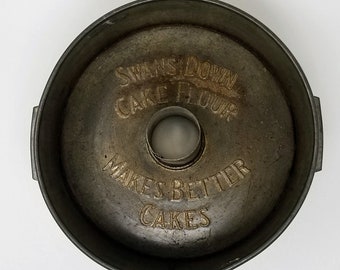 Swans Down Antique Cake Pan Angel Food Cake Pan Advertising Metal Display Farmhouse Rustic Decor