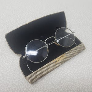 Lunettes de vue vintage années 30 à monture ronde, lunettes en fil d&#39;acier avec étui