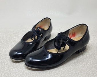 Vintage Black Patent Leather Little Girl Tap Shoes