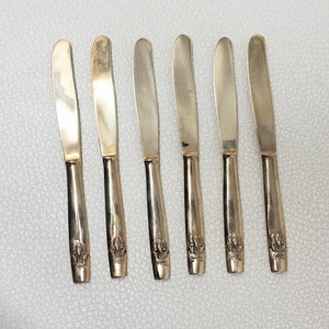 Vintage Siam Bronze Erawan Elephant Pattern Flatware Dinner Place Knives Set of Six