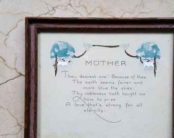 Antique Framed Motto for Mother P. F. Volland & Company 1915