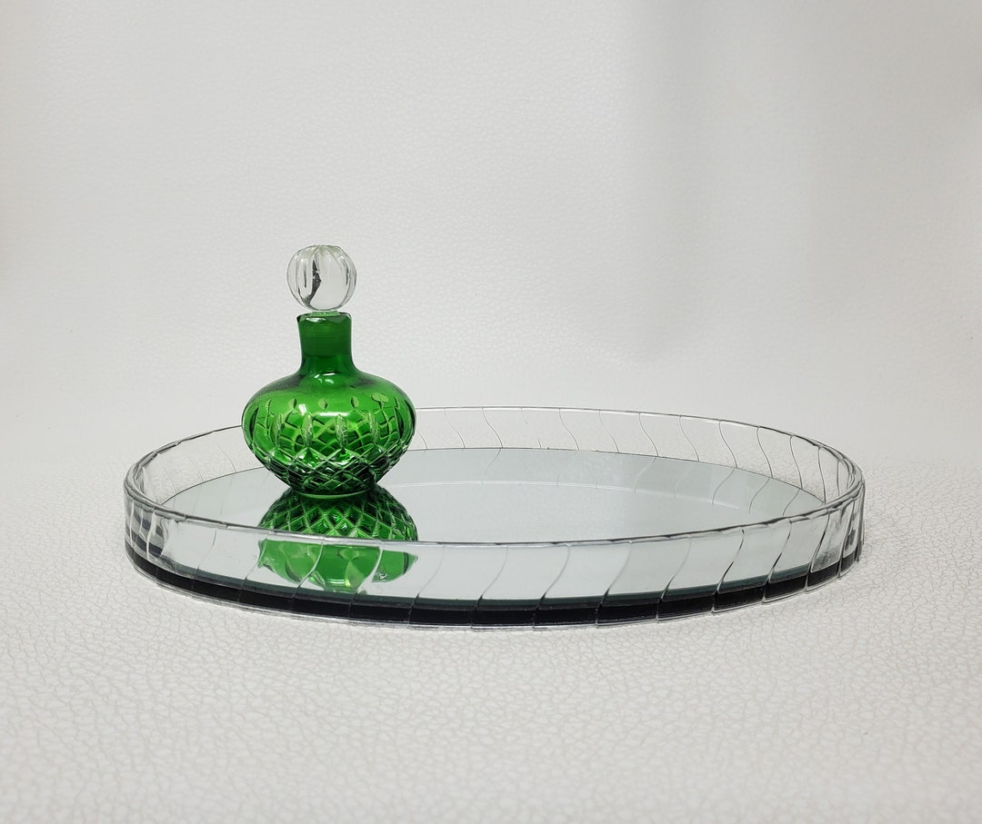 Vintage Lucite Oval Mirrored Vanity Tray Art Deco Acrylic Oval Etsy UK